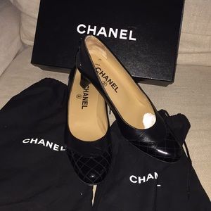Chanel Classic Black Quilted toe Pumps